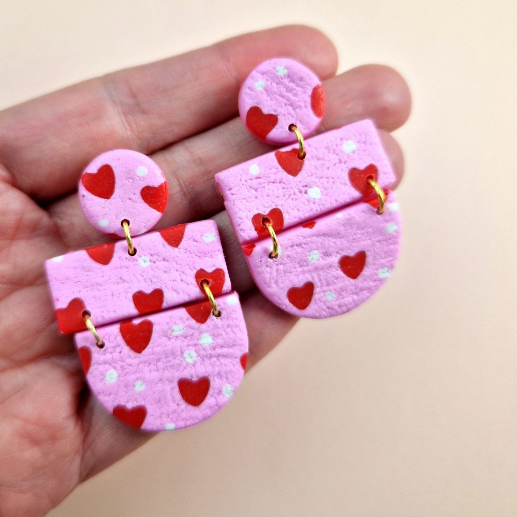 Pendientes San Valentín en arcilla polimérica