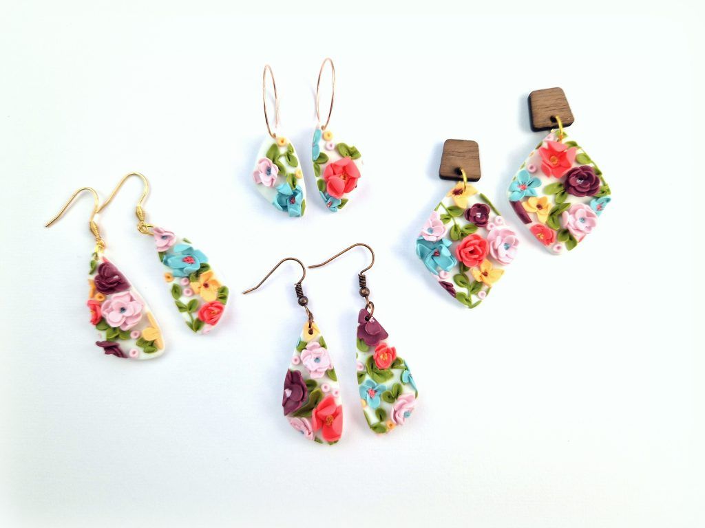 Pendientes de flores para primavera en arcilla polimérica