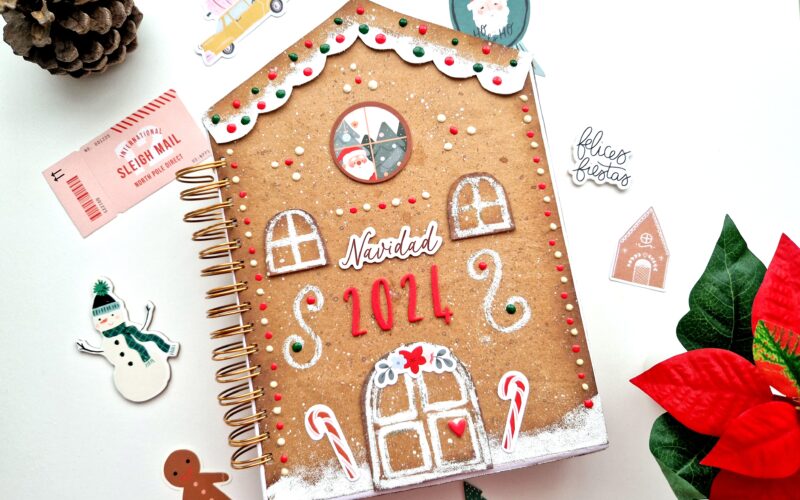 Álbum de Navidad en forma de casita de jengibre