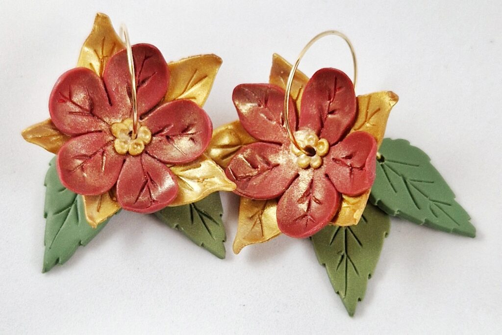 pendientes poinsettia arcilla polimérica