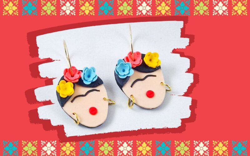 pendientes Frida Kahlo en arcilla polimérica
