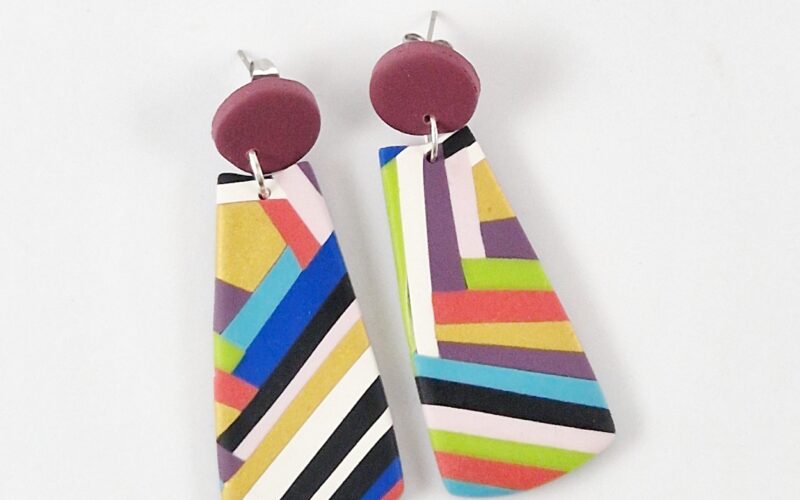 pendientes arcilla polimérica estilo patchwork