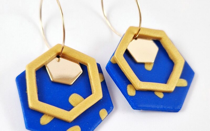 pendientes de hexágonos en arcilla polimérica